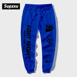 SUPZXU Fashion high-waist printed ankle-length pants yellow streetwear trousers joggers men women hip hop autumn pants pantalon