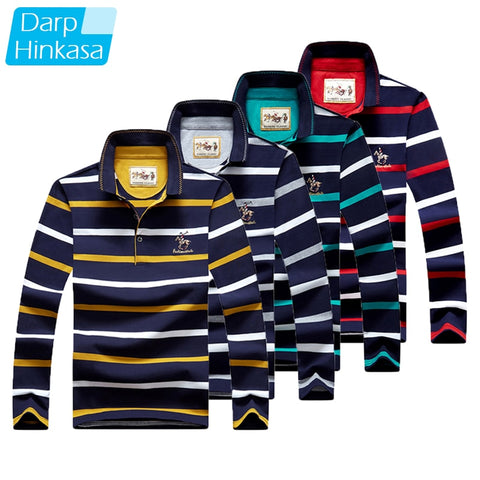 2020 Autumn New Men Polo Shirt Long Sleeve Shirt Cotton Embroidery Spring Warm Casual Fashion Stripe Polo Shirt Men